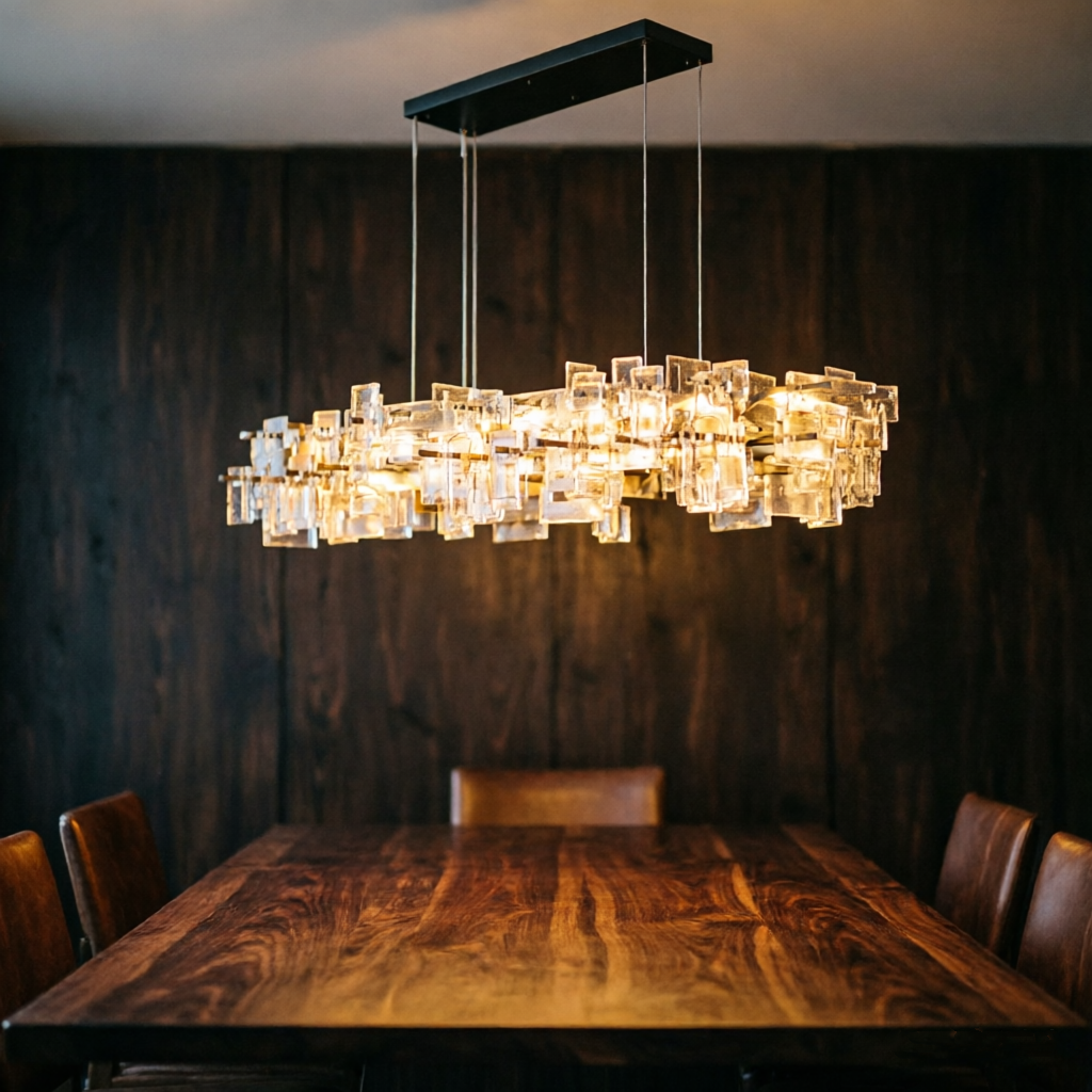 Post-modern crystal long chandelier