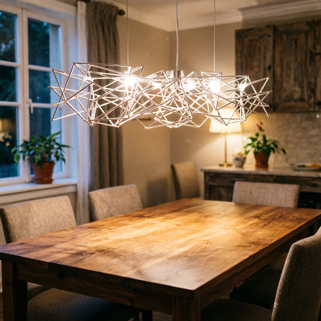 Post-modern metal chrome LED chandelier