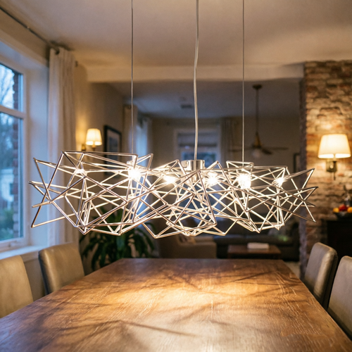 Post-modern metal chrome LED chandelier