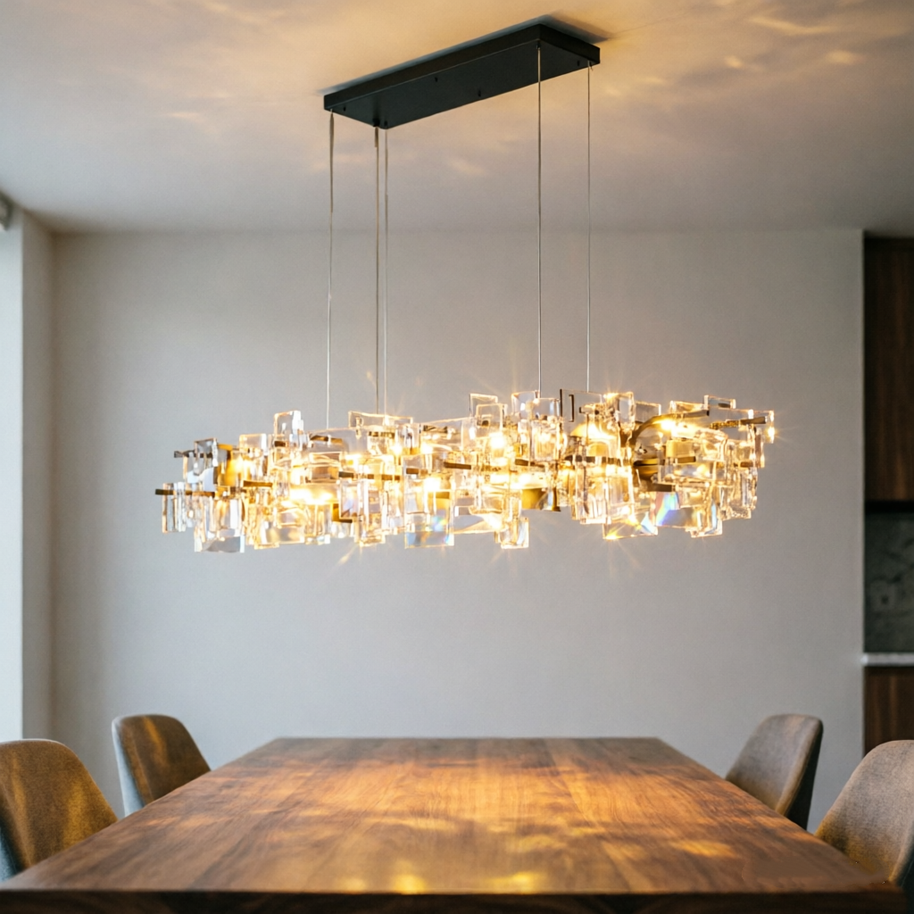 Post-modern crystal long chandelier