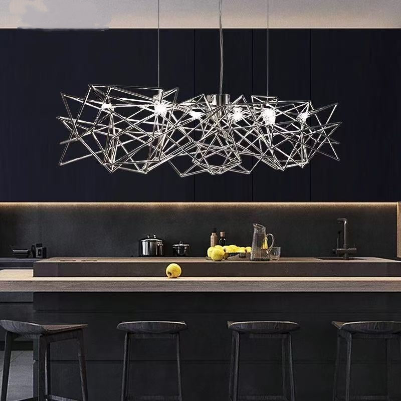 Post-modern metal chrome LED chandelier