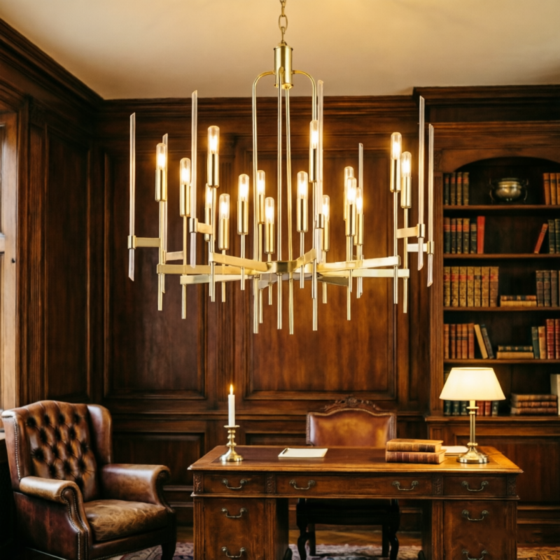 Post-modern round crystal chandelier