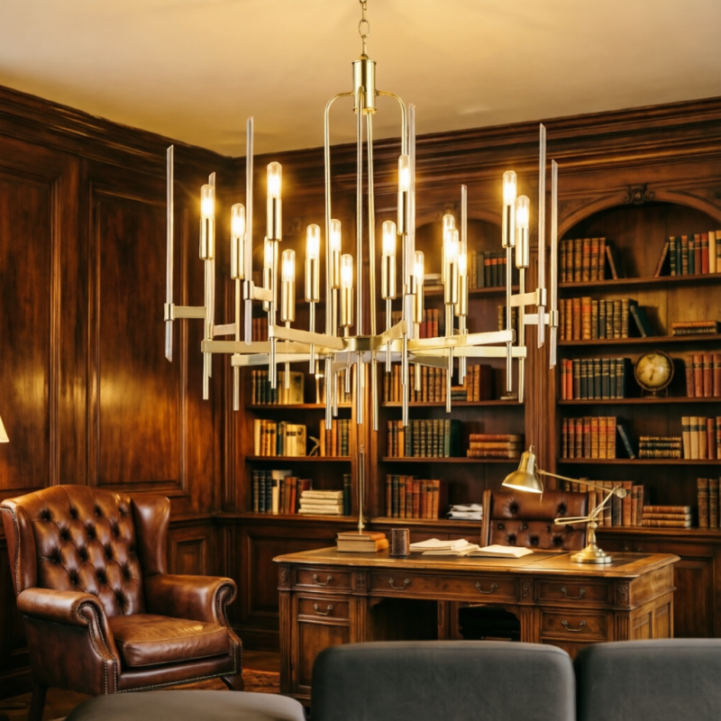 Post-modern round crystal chandelier