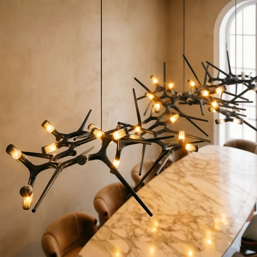 Post-modern unique personality long black chandelier