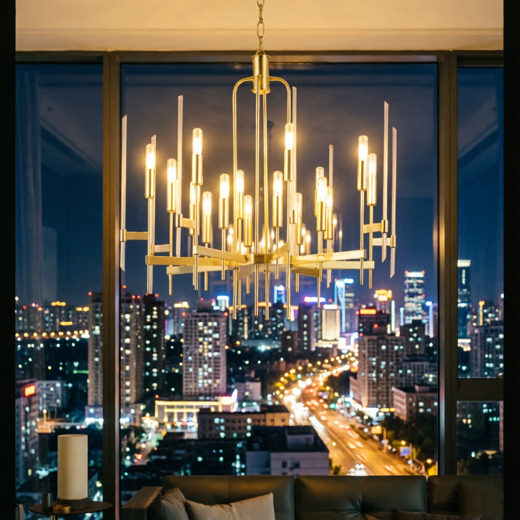 Post-modern round crystal chandelier