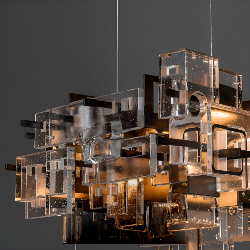 Post-modern crystal long chandelier